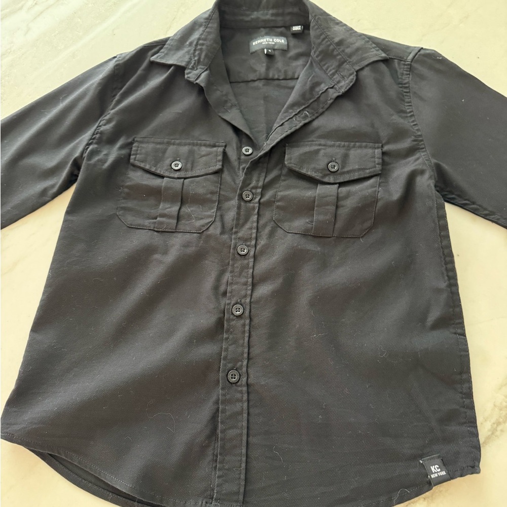 Kenneth Cole New York Black Casual Button Down Shirt